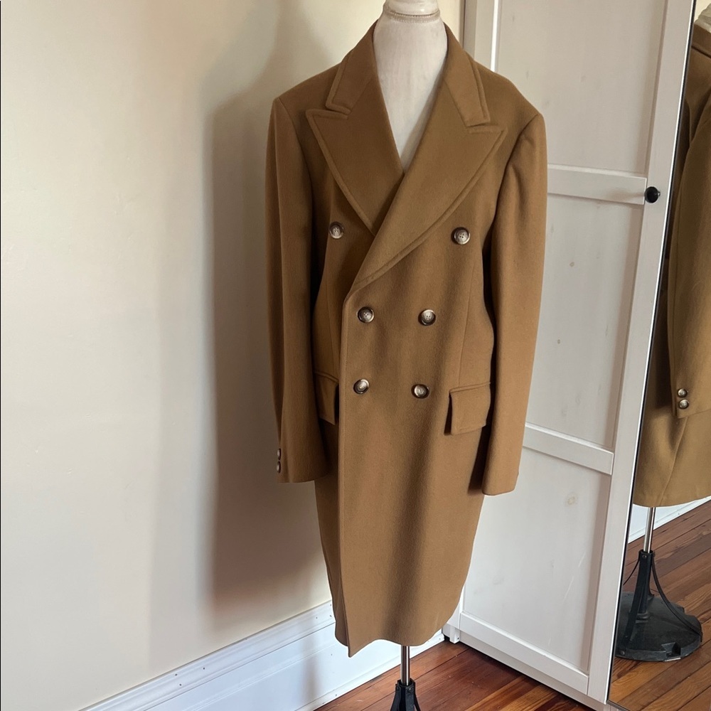 Vintage INDUYCO Made in Spain Camel Wool Double Breasted Overcoat - Men's 42R